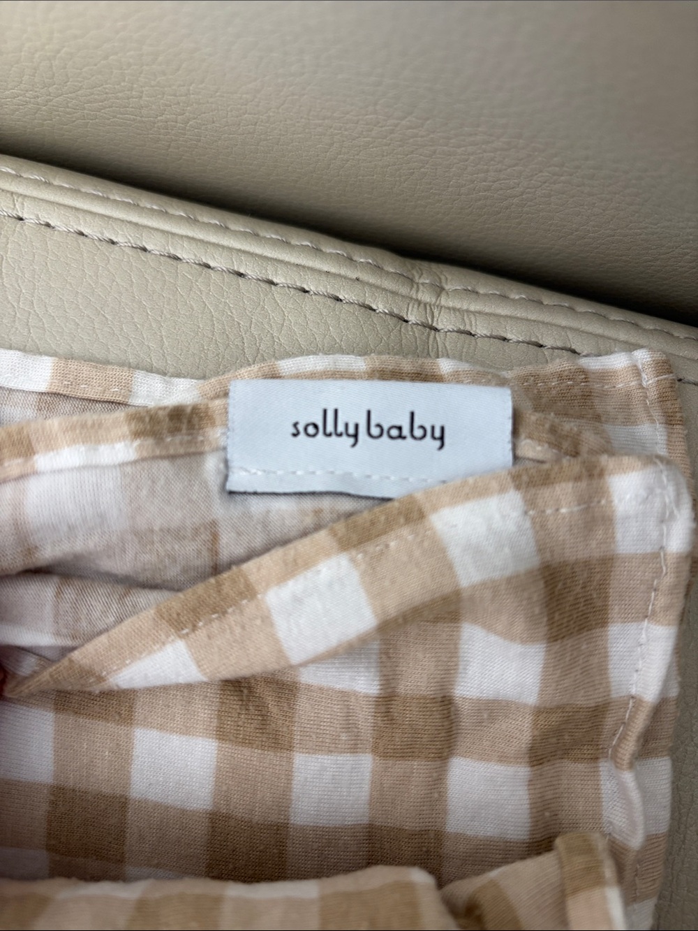 solly baby Beige and White Gingham Baby Wrap Cloth